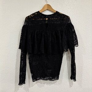 Black Lace Women's Top with Shoulder Detail